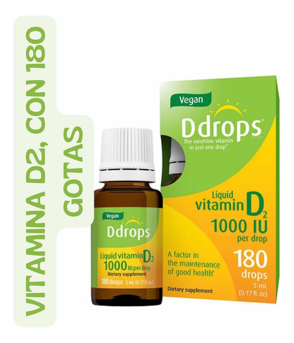 Ddrops 1000 Iu Vitamina D2 Vegan 180 Gotas 5 Ml. Sabor Sin Sabor