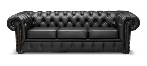 Sofa Chesterfield Ingles Sulimuebl 100% Piel Genuina  Negro 