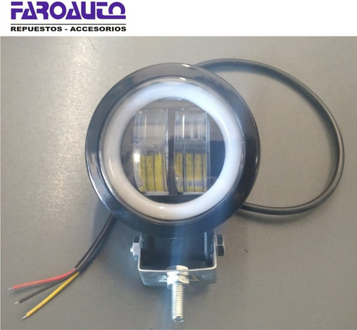Imagen 1 de 2 de Faro Caminero Led Con Ojo De Angel Auto Moto 2 Funciones