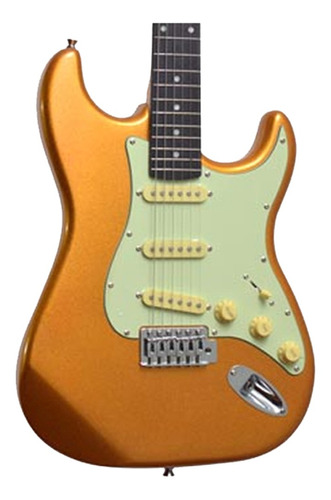 Guitarra Tagima Tg 500 de oro amarillo metálico, material de diapasón, madera, técnica, guía para la mano derecha