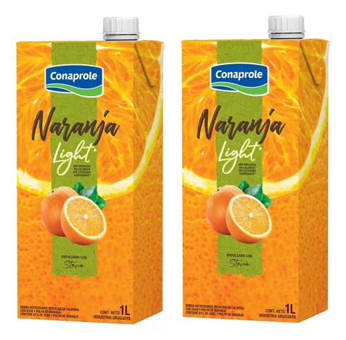 Jugo Light Naranja Con Pulpa Conaprole 1 L X 2 Un