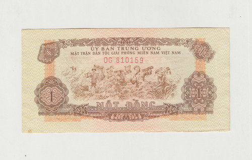 Billete Vietnam Del Sur 1 Dong 1968 Pkr4 Guerra Vietnam (c85