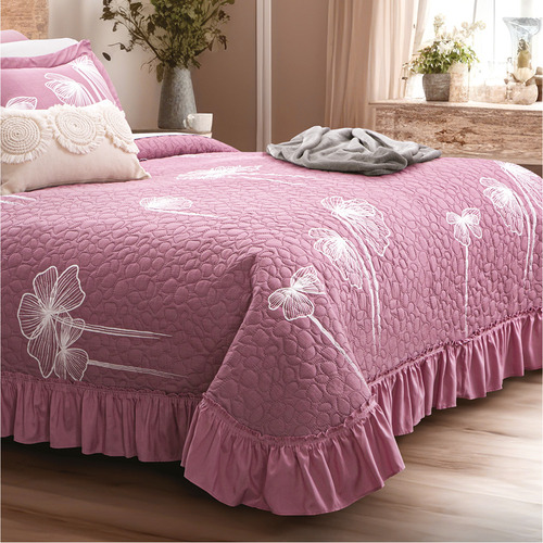Colcha King Size Rosa Neo Selma Con Fundas Concord