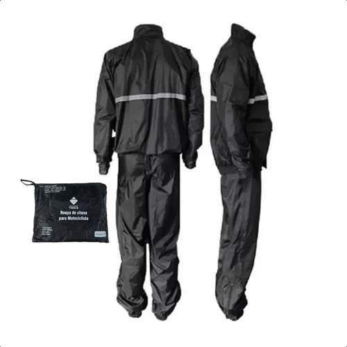 Capa De Chuva Impermeável P/motoqueiro Preta Jaqueta E Calça