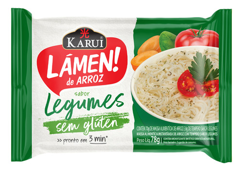 Lámen De Arroz Sem Glúten Karui Miojo Legumes 78g