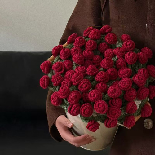 Paquete De Material De Bricolaje Tejido A Mano De Rosas