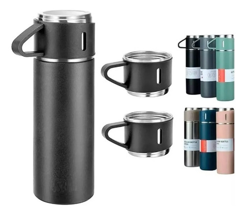 Set Termo Vaso Térmico Acero Inox 500ml + 3 Tazas Tapa X L