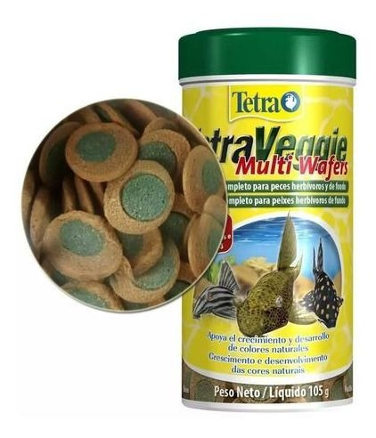 Ração Tetra Veggie Multi Wafer 105g Peixe De Fundo Cascudos