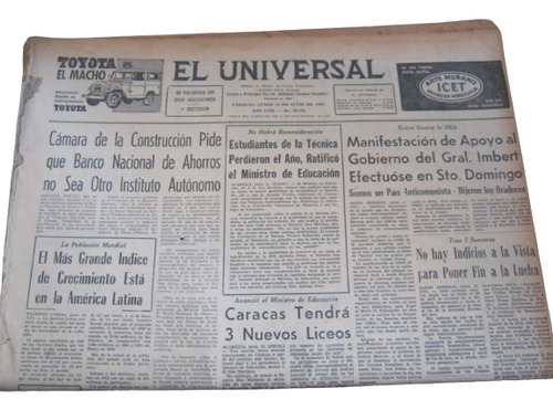 Periodico El Universal Lunes 14 De Junio De 1965 Original