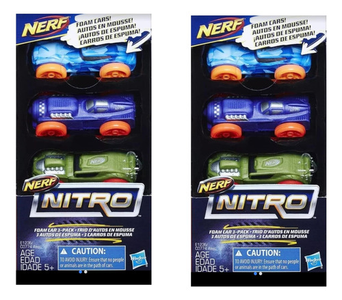 Nerf Nitro 6 Carros De Espuma Foam Con Ruedas Hasbro