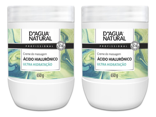 Kit 2 Creme De Massagem Acido Hialuronico 650g Dagua Natural