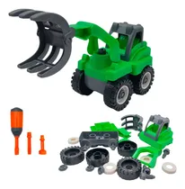 Comprar Tractor Grúa Construcción Para Armar Juguete Niños Didáctico Color Negro\u002Fverde Personaje Tractor Armable