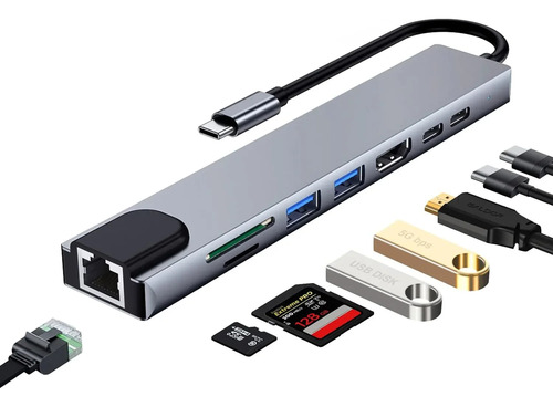 Adaptador Multipuerto Usb Wei Jun Tipo C 5 En 1 De 100 Mbps