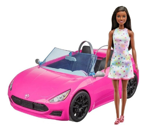 Boneca Barbie Negra Com Carro Conversível Rosa Hby30 Mattel