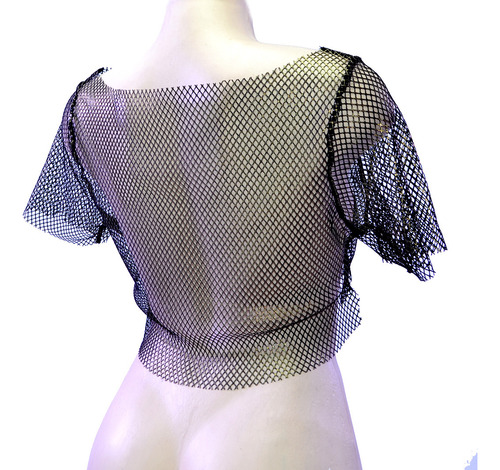 Crop Top De Red Metalizada Juvenil Baile Transparente Neus