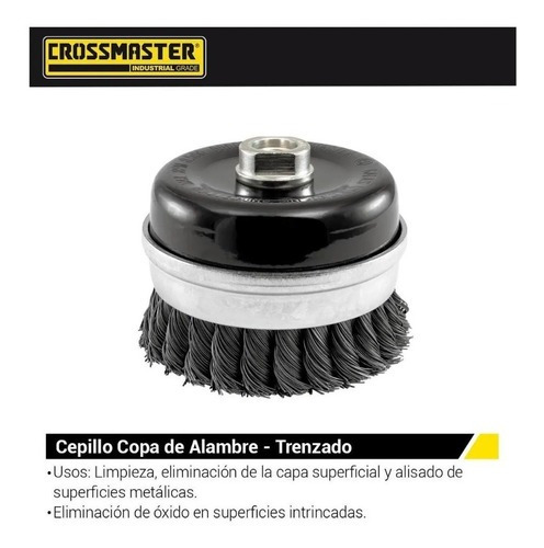 Cepillo Copa De Alambre Trenzado Ø 120 Mm Crossmaster Color Negro