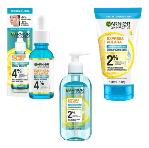 Kit Garnier Rutina Express Aclara Anti Acné Ácido Salicílico