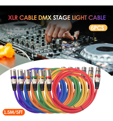 Cabo Xlr De 1,5 M/5 Pés Para Luz De Palco Dmx De 3 Pinos