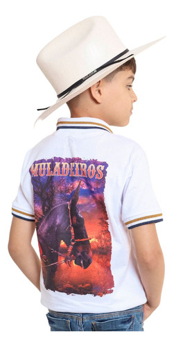 Camiseta Infantil Muladeiros Polo Várias Cores - Mula Rosa
