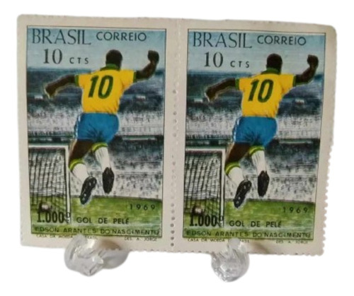 2 Selos Do Pelé 1000 Gols Brasil 1969 Para Colecionadores