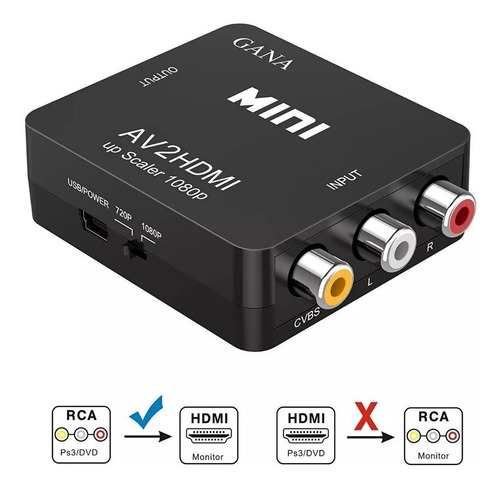 Adaptador Conversor Av Rca Análogo A Hdmi Digital