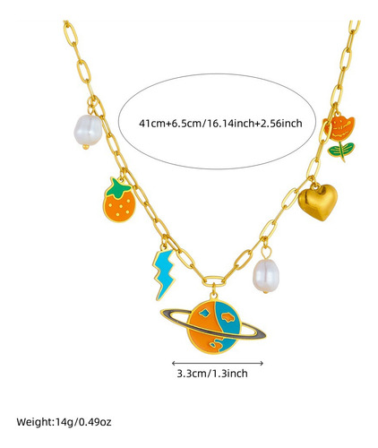 Collares De Acero Inoxidable Planet Enamel Para Mujer
