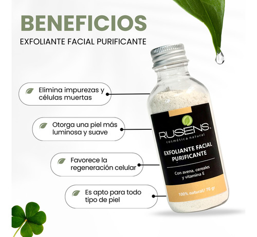 Exfoliante Facial Rusens 100% Natural Mascarilla Vitamina E Tipo De Piel Todo Tipo De Piel