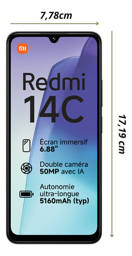 Smartphone Redmi 14c 256gb + Fone Bt Rápido E Completo