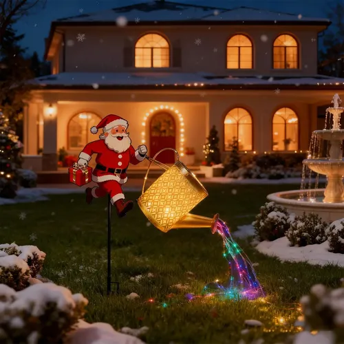 Luz Solar Christmas Santa Kettle Led Landscape Yard Lamp S