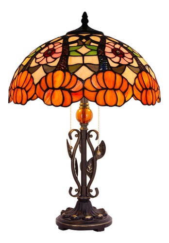 Tiffany - Lmpara De Mesa De Flores De Vidrio De Color Naranj