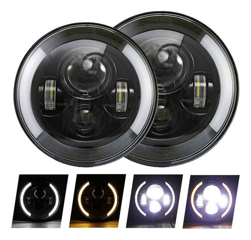 * Par 7'' Led Faros Redondos Angel Eye Wrangler Jeep Vocho