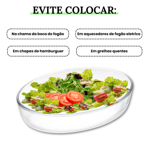 Kit Com 2 Travessas Forma Assadeira De Vidro Oval 1,6l 26cm