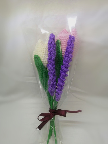 Ramo Tulipanes Y Lavandas, Tejidas A Crochet, Flores.