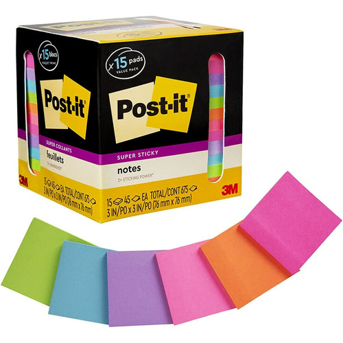 Post-it Super Sticky Notes, Colores Brillantes Surtidos, ...