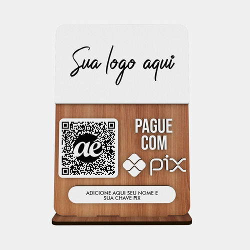 Placa Pix Qr Code Loja Restaurante Clinica Bar  C/ Logo 