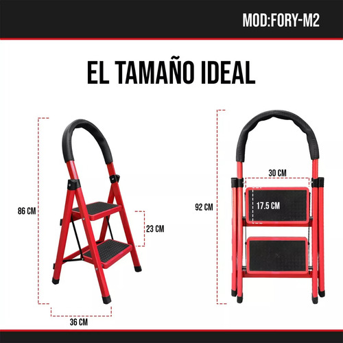 Escalera Plegable Multiuso 2 Peldaños Resistente Y Compacta