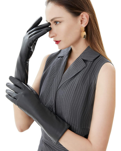 Vikideer Guantes Largos De Cuero Genuino Para Mujer Pantalla