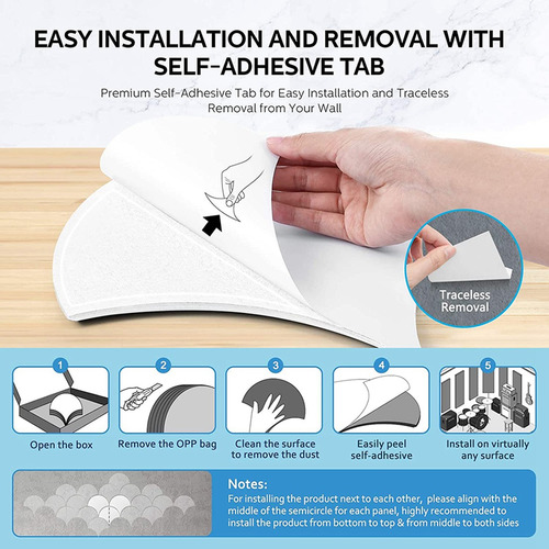 Panel Acústico Autoadhesivo De 6 Piezas, Presa De Absorción