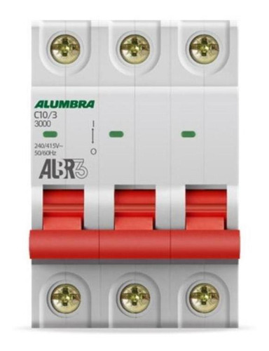 Disjuntor Tripolar 3x10a Curva C Mini Din Alumbra