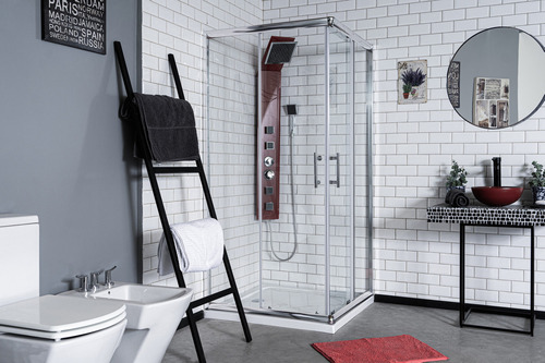 Mampara Gorena Box Ducha Toronto 80cm Cabina C/base 5 Cm Armazón Plateado Panel Trasparente