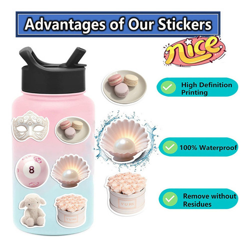 . 50 Pegatinas De Pvc Con Estética Kawaii Pink