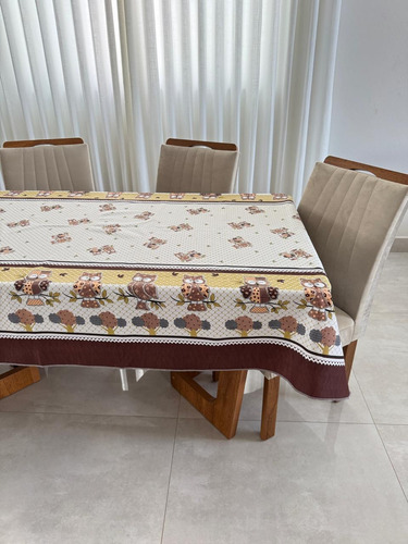 Jogo De Cozinha Diamante Com Toalha Mesa 4 Cadeiras Coruja