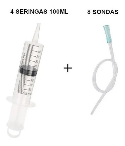 Kit 4- Seringas 100 Ml  +  8 Sonda Retal Enema Ozonioterapia