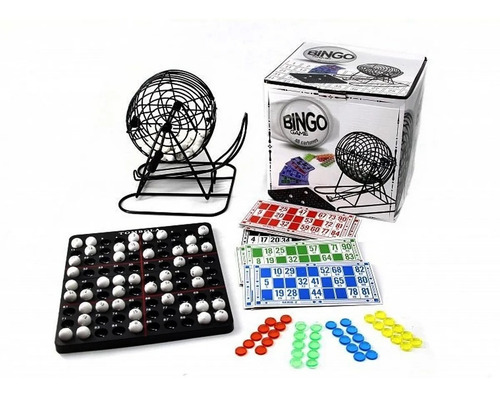 Bingo Bolillero Metalico Exahome Con 48 Cartones Y Fichas De Colores Premium
