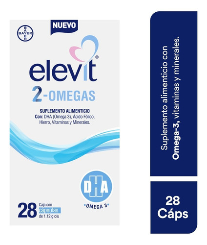 Elevit 2 Omegas Sup Alimenticio Con Dha&acido Folico Cap C28 Sabor Neutro