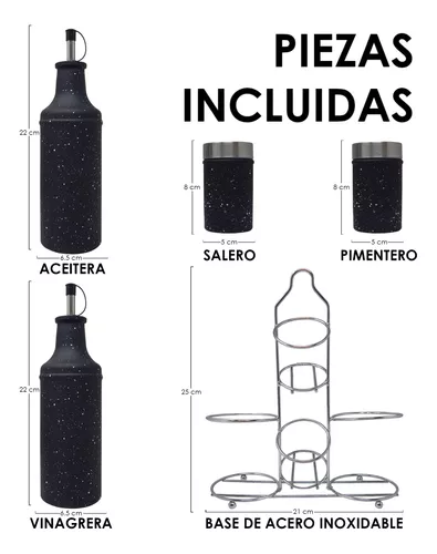 Juego Aceitera-Vinagrera Basic Acero Inoxidable y Cristal