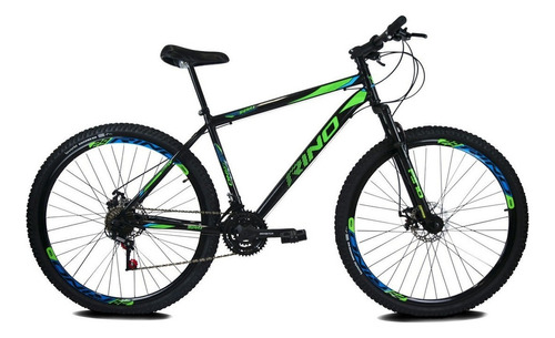 Bicicleta Aro 29 Rino 21 Velocidades Freio A Disco Cor Preto/verde/azul Tamanho Do Quadro 19