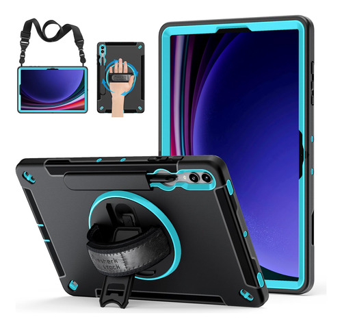 Funda Para Samsung Tab S9 Plus 2023 Color Negro Con Azul