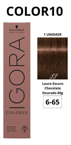 Coloração Igora Color 10 6-65 Louro Escuro Marrom Dourad 60g