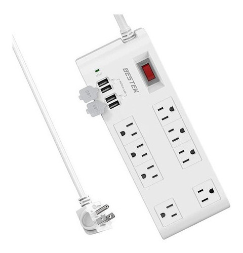 Bestek 8-outlet Surge Protector Power Strip Con 4 Puertos